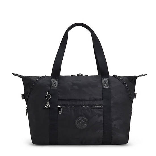 Kipling Art Medium Iconic Tote Bags Black Camo Embossed | CA 1447UZ